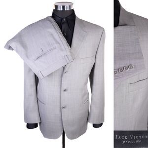 Jack Victor Prossimo 2-Pcs Suit 3-Buttn Wool Blazer Jacket Sz 44S Pants 36X26